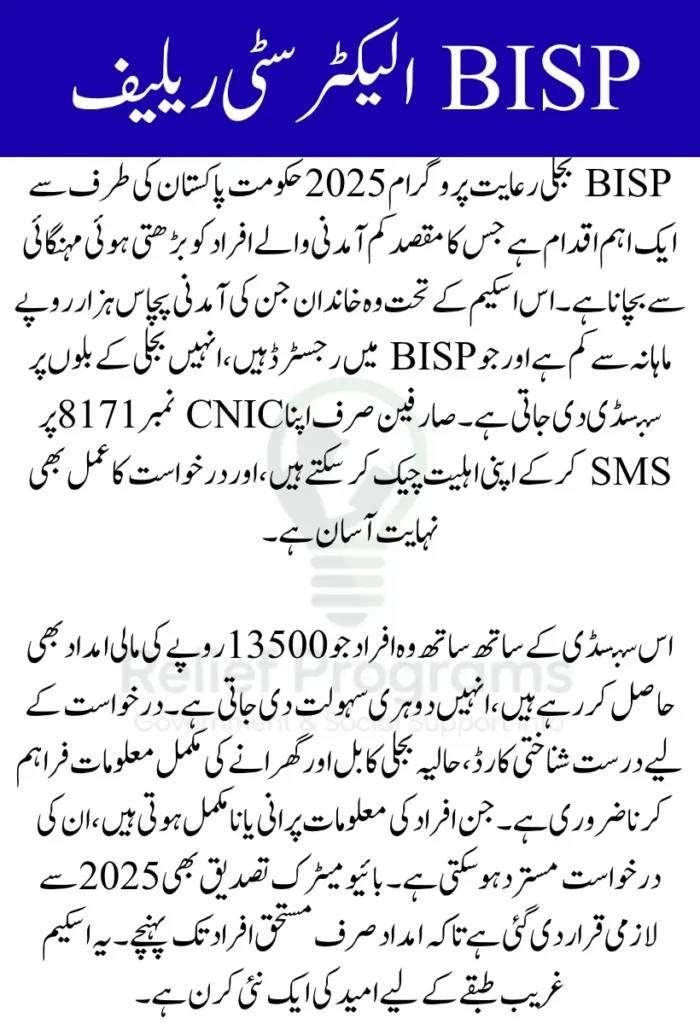 BISP Electricity Relief 2025