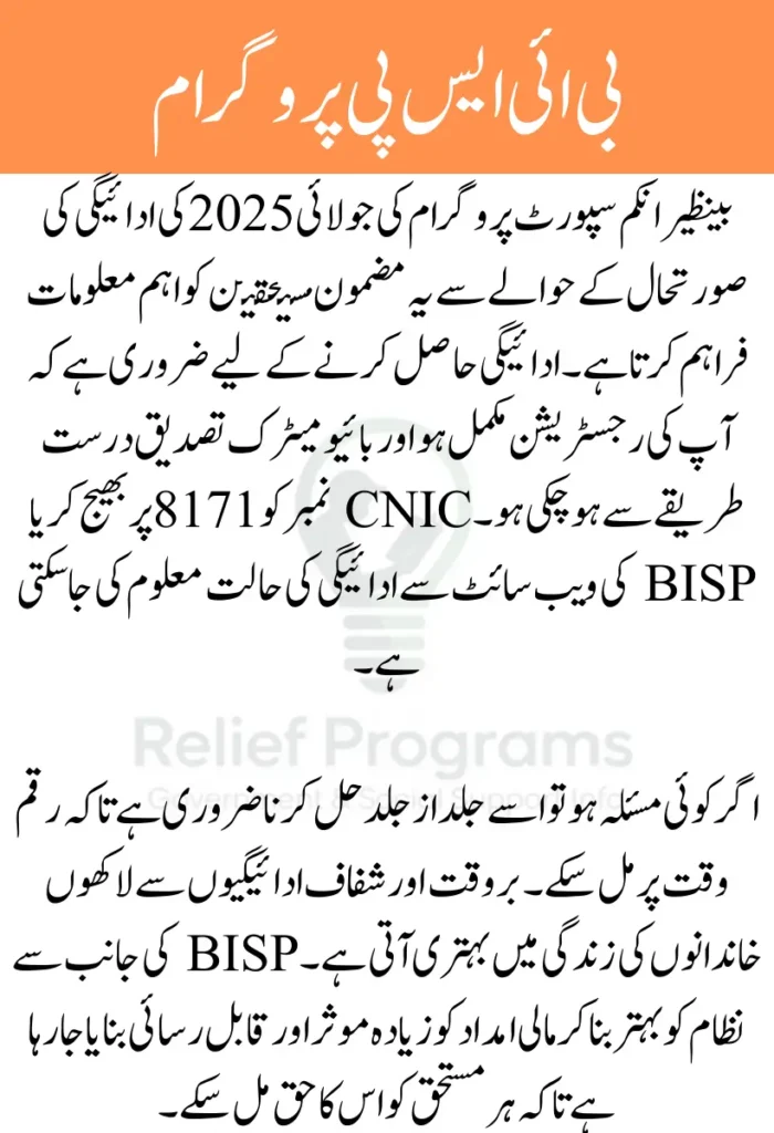 BISP July 2025 Payment Status