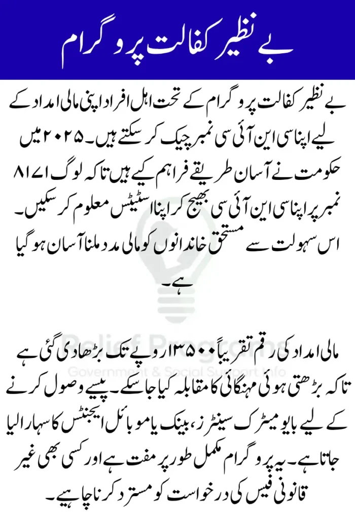 Benazir Kafalat Program Check CNIC