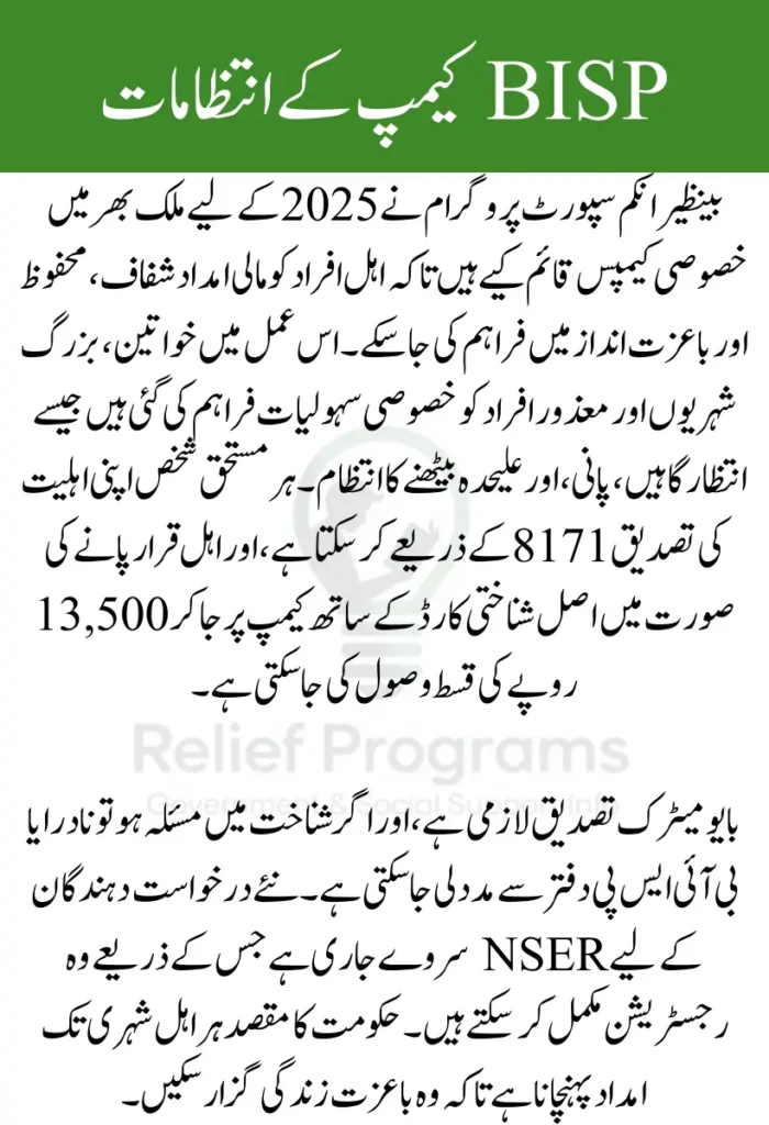 BISP Camp Arrangements