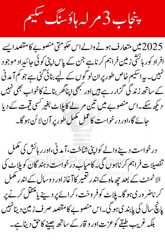 Punjab 3 Marla Housing Scheme 2025